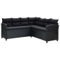 vidaXL Set Divani da Giardino 6 pz con Cuscini in Polyrattan Nero vidaXL Set Divani da Giardino 6 pz con Cuscini in Polyrattan Nero
