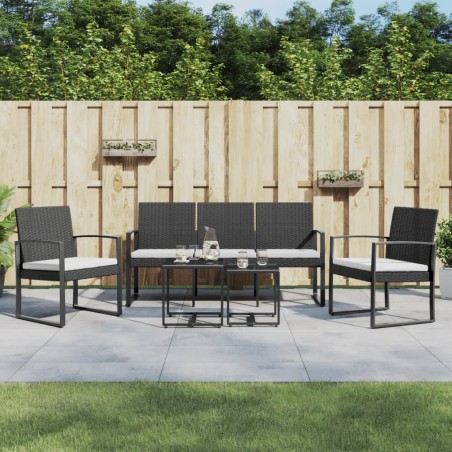 vidaXL Set da Pranzo da Giardino 5 pz Nero con Cuscini in Rattan PP