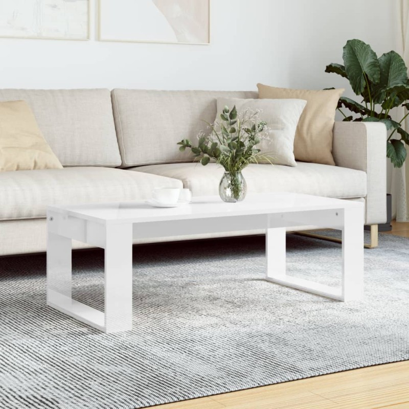 vidaXL Tavolino da Salotto Bianco Lucido 102x50x35cm Legno Multistrato