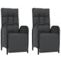 vidaXL Sedie Reclinabili da Esterno con Cuscini 2 pz Polyrattan Nere vidaXL Sedie Reclinabili da Esterno con Cuscini 2 pz Polyrattan Nere