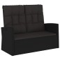 vidaXL Panca da Giardino Reclinabile con Cuscini 118cm Polyrattan Nero vidaXL Panca da Giardino Reclinabile con Cuscini 118cm Polyrattan Nero
