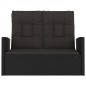 vidaXL Panca da Giardino Reclinabile con Cuscini 118cm Polyrattan Nero vidaXL Panca da Giardino Reclinabile con Cuscini 118cm Polyrattan Nero