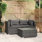 vidaXL Set Divani da Giardino 3 pz con Cuscini in Polyrattan Grigio vidaXL Set Divani da Giardino 3 pz con Cuscini in Polyrattan Grigio