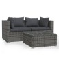vidaXL Set Divani da Giardino 3 pz con Cuscini in Polyrattan Grigio vidaXL Set Divani da Giardino 3 pz con Cuscini in Polyrattan Grigio