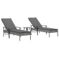vidaXL Lettini Prendisole 2pz con Tavolino e Cuscini Polyrattan Grigio vidaXL Lettini Prendisole 2pz con Tavolino e Cuscini Polyrattan Grigio