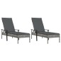 vidaXL Lettini Prendisole 2pz con Tavolino e Cuscini Polyrattan Grigio vidaXL Lettini Prendisole 2pz con Tavolino e Cuscini Polyrattan Grigio