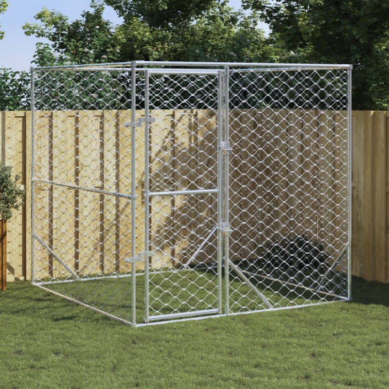 vidaXL Cuccia per Cani da Esterno Argento 2x2x2 m Acciaio Zincato vidaXL Cuccia per Cani da Esterno Argento 2x2x2 m Acciaio Zincato