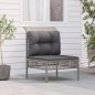 vidaXL Divano Centrale da Giardino con Cuscino in Polyrattan Grigio vidaXL Divano Centrale da Giardino con Cuscino in Polyrattan Grigio