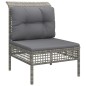vidaXL Divano Centrale da Giardino con Cuscino in Polyrattan Grigio vidaXL Divano Centrale da Giardino con Cuscino in Polyrattan Grigio