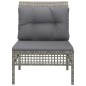 vidaXL Divano Centrale da Giardino con Cuscino in Polyrattan Grigio vidaXL Divano Centrale da Giardino con Cuscino in Polyrattan Grigio