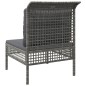 vidaXL Divano Centrale da Giardino con Cuscino in Polyrattan Grigio vidaXL Divano Centrale da Giardino con Cuscino in Polyrattan Grigio