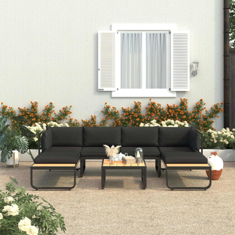 vidaXL Set Divano da Giardino 4 pz ad Angolo Cuscini in Alluminio WPC vidaXL Set Divano da Giardino 4 pz ad Angolo Cuscini in Alluminio WPC