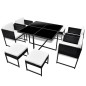 vidaXL Set da Pranzo da Giardino 9 pz con Cuscini in Polyrattan Nero vidaXL Set da Pranzo da Giardino 9 pz con Cuscini in Polyrattan Nero