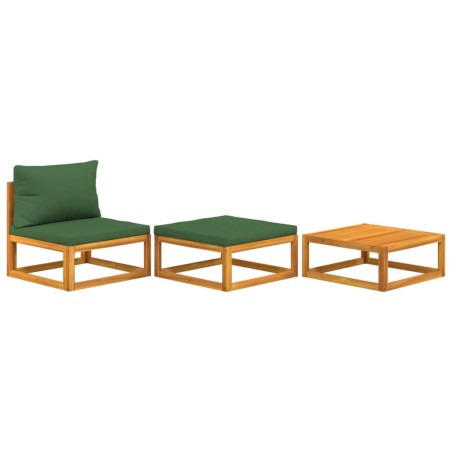 vidaXL Set Mobili da Giardino 3pz con Cuscini Legno Massello di Acacia