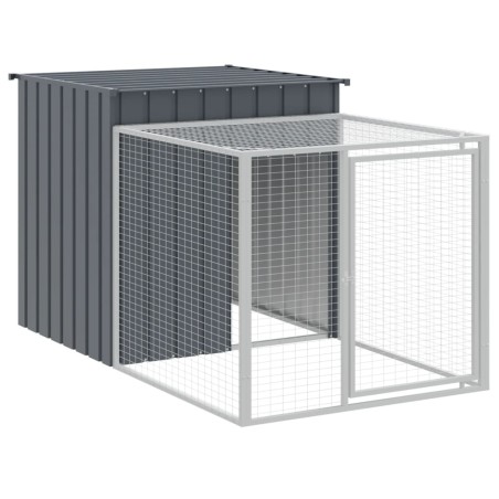 vidaXL Pollaio con Area Corsa Antracite 110x201x110 cm Acciaio Zincato