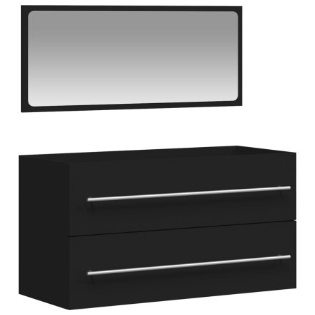 vidaXL Mobile da Bagno con Specchio Nero in Legno Multistrato