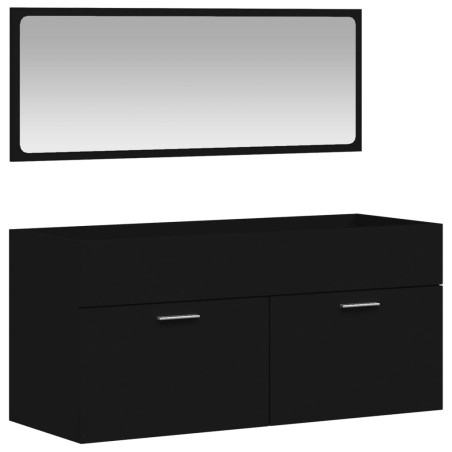 vidaXL Mobile da Bagno con Specchio Nero in Legno Multistrato