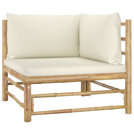 vidaXL Set Divani da Giardino 2 pz con Cuscini Bianco Crema in Bambù
