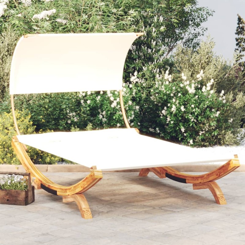vidaXL Lettino con Tettuccio 165x203x126 cm in Legno Curvato Crema vidaXL Lettino con Tettuccio 165x203x126 cm in Legno Curvato Crema