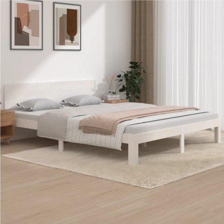 vidaXL Giroletto Bianco 160x200 cm in Legno Massello di Pino