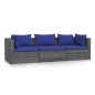 Divano a 3 Posti con Cuscini in Polyrattan Grigio Divano a 3 Posti con Cuscini in Polyrattan Grigio