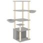 vidaXL Albero per Gatti con Tiragraffi in Sisal Grigio Chiaro 147 cm