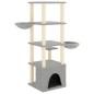 vidaXL Albero per Gatti con Tiragraffi in Sisal Grigio Chiaro 147 cm
