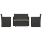 vidaXL Set Salotto da Esterno 4 pz con Cuscini in Polyrattan Nero