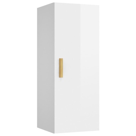 Mobile Parete Bianco Lucido 34,5x34x90 cm in Legno Multistrato