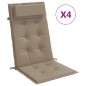 vidaXL Cuscini per Sedia con Schienale Alto 4pz Tortora Tessuto Oxford
