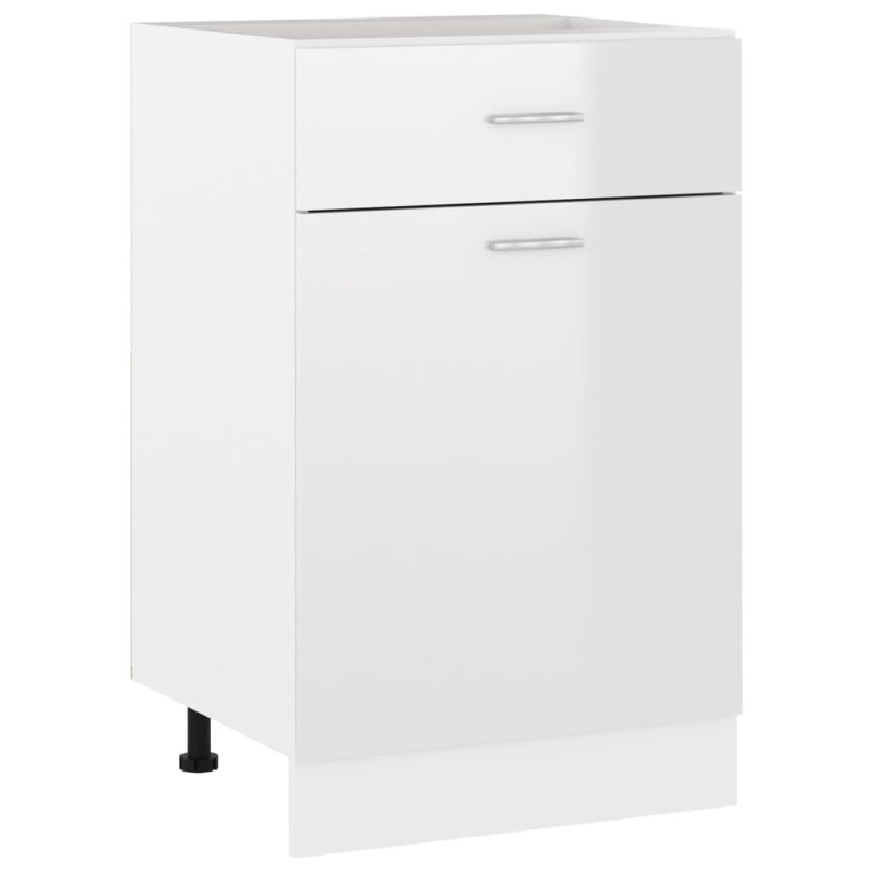 Armadio con Cassetto Bianco Lucido 50x46x81,5 cm in Truciolato Armadio con Cassetto Bianco Lucido 50x46x81,5 cm in Truciolato