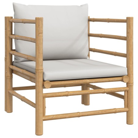vidaXL Divano da Giardino con Cuscini Grigio Chiaro in Bambù