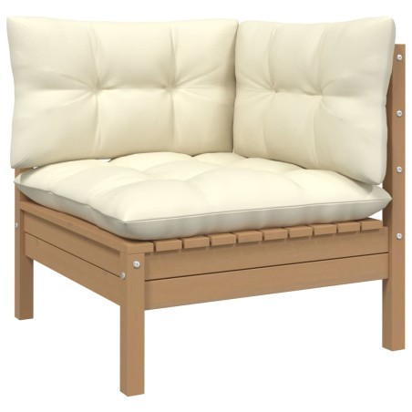 vidaXL Set Divani da Giardino 3 pz con Cuscini Crema Massello di Pino