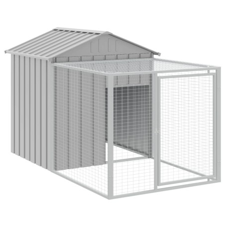 vidaXL Pollaio Area Corsa Grigio Chiaro 117x201x123 cm Acciaio Zincato