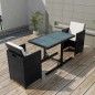 vidaXL Set da Bistrot 3 pz con Cuscini in Polyrattan Nero vidaXL Set da Bistrot 3 pz con Cuscini in Polyrattan Nero