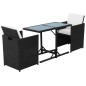 vidaXL Set da Bistrot 3 pz con Cuscini in Polyrattan Nero vidaXL Set da Bistrot 3 pz con Cuscini in Polyrattan Nero