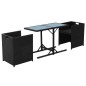 vidaXL Set da Bistrot 3 pz con Cuscini in Polyrattan Nero vidaXL Set da Bistrot 3 pz con Cuscini in Polyrattan Nero
