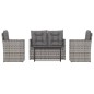 vidaXL Set Divani da Esterno 4 pz con Cuscini in Polyrattan Grigio