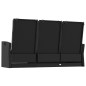 vidaXL Panca da Giardino Reclinabile con Cuscini 173cm Polyrattan Nero vidaXL Panca da Giardino Reclinabile con Cuscini 173cm Polyrattan Nero