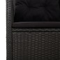 vidaXL Panca da Giardino Reclinabile con Cuscini 173cm Polyrattan Nero vidaXL Panca da Giardino Reclinabile con Cuscini 173cm Polyrattan Nero