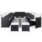 vidaXL Set da Pranzo da Giardino 17 pz con Cuscini in Polyrattan Nero 