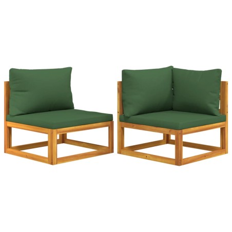 vidaXL Set Divani da Giardino 2pz con Cuscini Legno Massello di Acacia