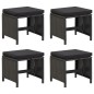 vidaXL Sgabelli da Giardino 4 pz con Cuscini in Polyrattan Nero