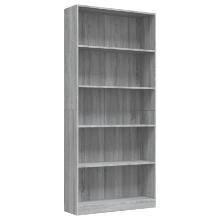 Libreria 5 Ripiani Grigio Sonoma 80x24x175 cm Legno Multistrato