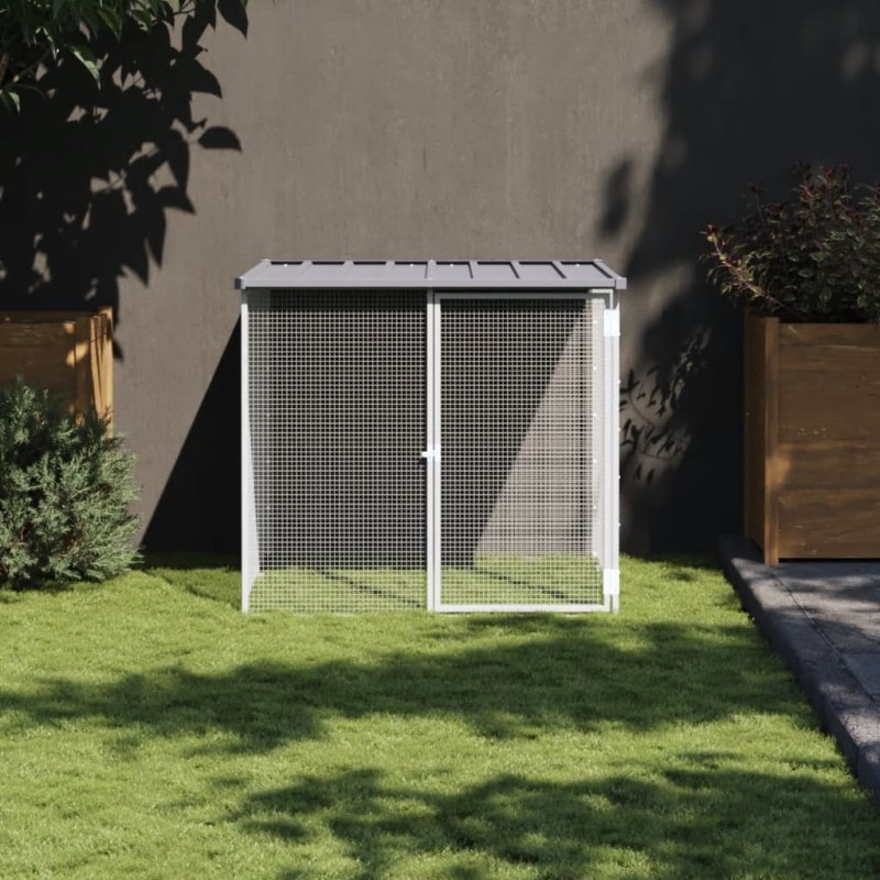 vidaXL Gabbia Polli Tetto Grigio Chiaro 103x98x90 cm Acciaio Zincato vidaXL Gabbia Polli Tetto Grigio Chiaro 103x98x90 cm Acciaio Zincato