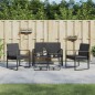 vidaXL Set da Pranzo da Giardino 5 pz Nero con Cuscini in Rattan PP vidaXL Set da Pranzo da Giardino 5 pz Nero con Cuscini in Rattan PP