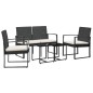 vidaXL Set da Pranzo da Giardino 5 pz Nero con Cuscini in Rattan PP vidaXL Set da Pranzo da Giardino 5 pz Nero con Cuscini in Rattan PP