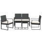 vidaXL Set da Pranzo da Giardino 5 pz Nero con Cuscini in Rattan PP vidaXL Set da Pranzo da Giardino 5 pz Nero con Cuscini in Rattan PP