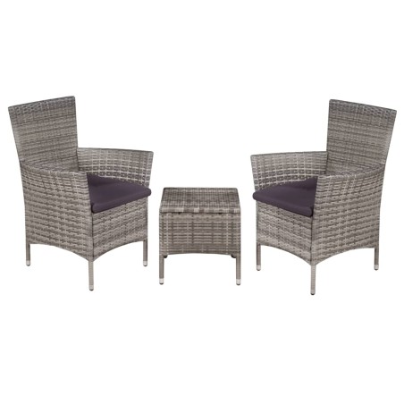 vidaXL Set da Bistrot 3 pz in Polyrattan Grigio