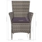 vidaXL Set da Bistrot 3 pz in Polyrattan Grigio